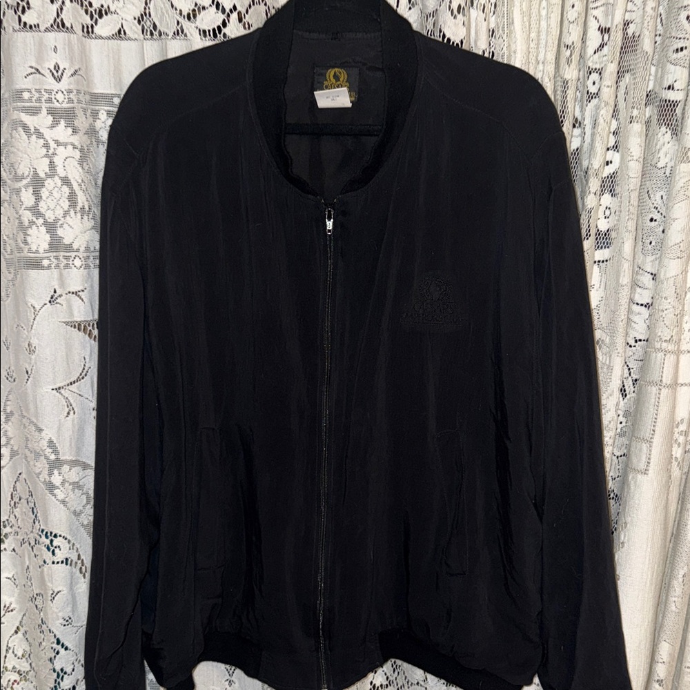 Men's‎ Caesar’s casino silk Black Bomber Jacket